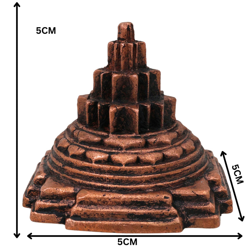 Handcrafted Copper Sri Yantra, Tamra Shree Chakra Meru Yantra for Wealth, Prosperity & Vastu, Thamira Kuber Lakshmi Yantra, Bhunes Puja Home Decor Gift, Brown, 2 Inch, 1 Piece