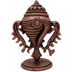 Copper Shankha Tamra Conch, Handcrafted Tamraloha Shankh for Vishnu Lakshmi Puja, Divine Hindu Temple Shankham, Brown, 2 Inch, 1 Piece
