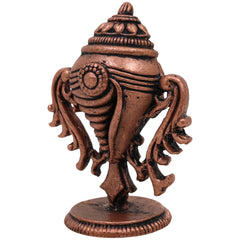 Copper Shankha Tamra Conch, Handcrafted Tamraloha Shankh for Vishnu Lakshmi Puja, Divine Hindu Temple Shankham, Brown, 2 Inch, 1 Piece