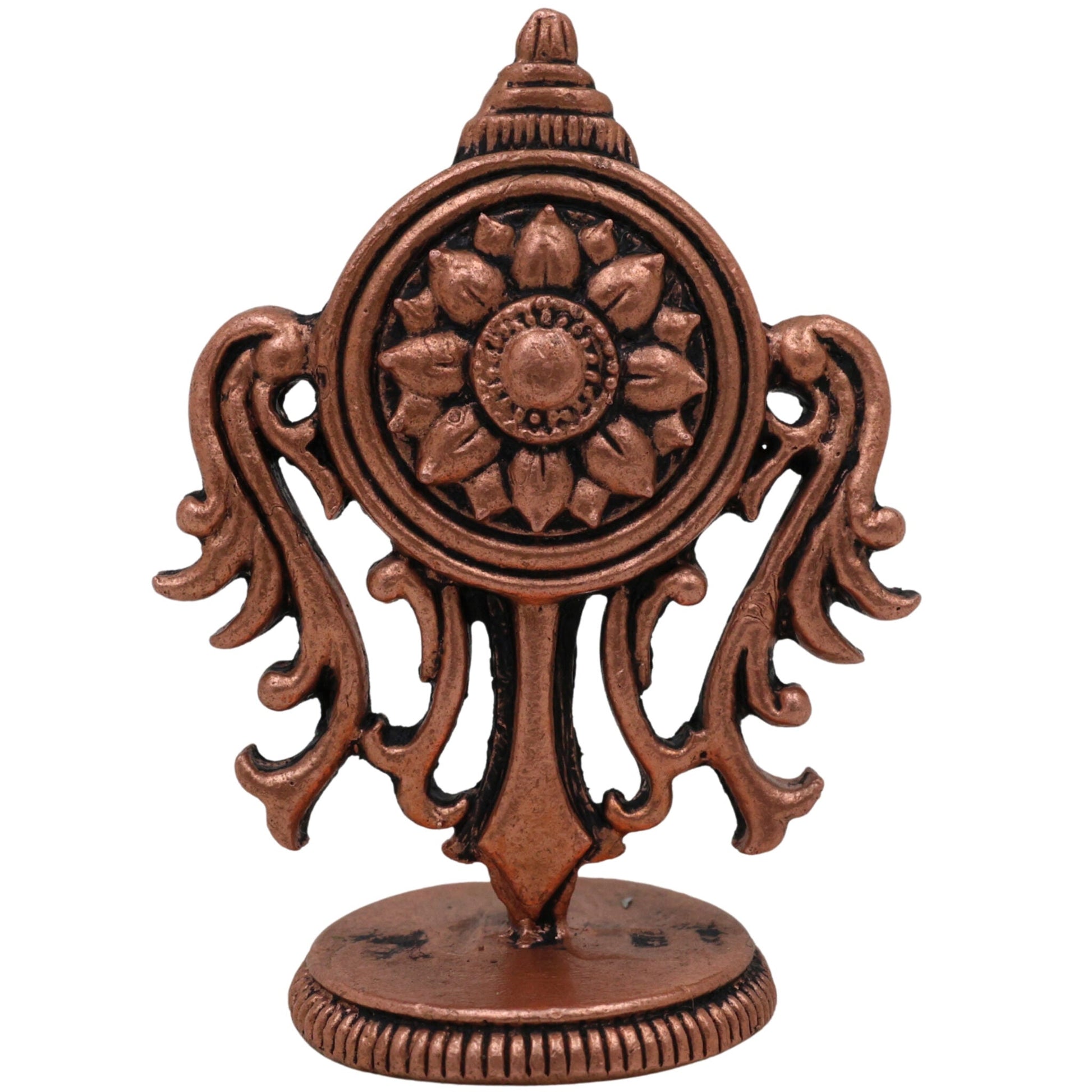 Copper Sudarshan Chakra, Handcrafted Tamra Vishnu Chakra Yantra, Divine Narayana Sudarshana Disc for Protection, Energy & Positivity, Brown, 2 Inch, 1 Piece