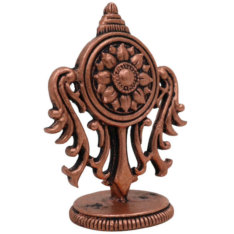 Copper Sudarshan Chakra, Handcrafted Tamra Vishnu Chakra Yantra, Divine Narayana Sudarshana Disc for Protection, Energy & Positivity, Brown, 2 Inch, 1 Piece
