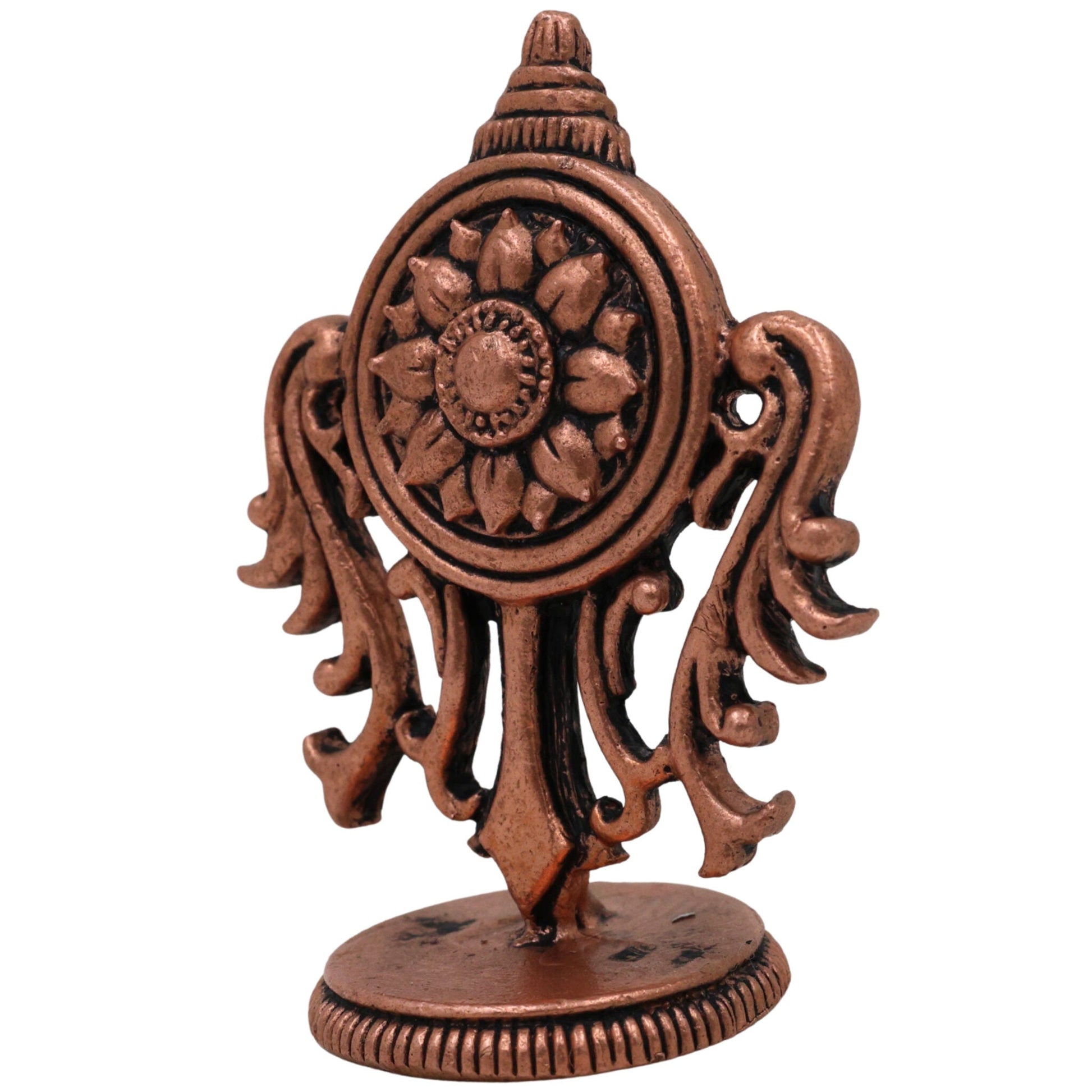Copper Sudarshan Chakra, Handcrafted Tamra Vishnu Chakra Yantra, Divine Narayana Sudarshana Disc for Protection, Energy & Positivity, Brown, 2 Inch, 1 Piece