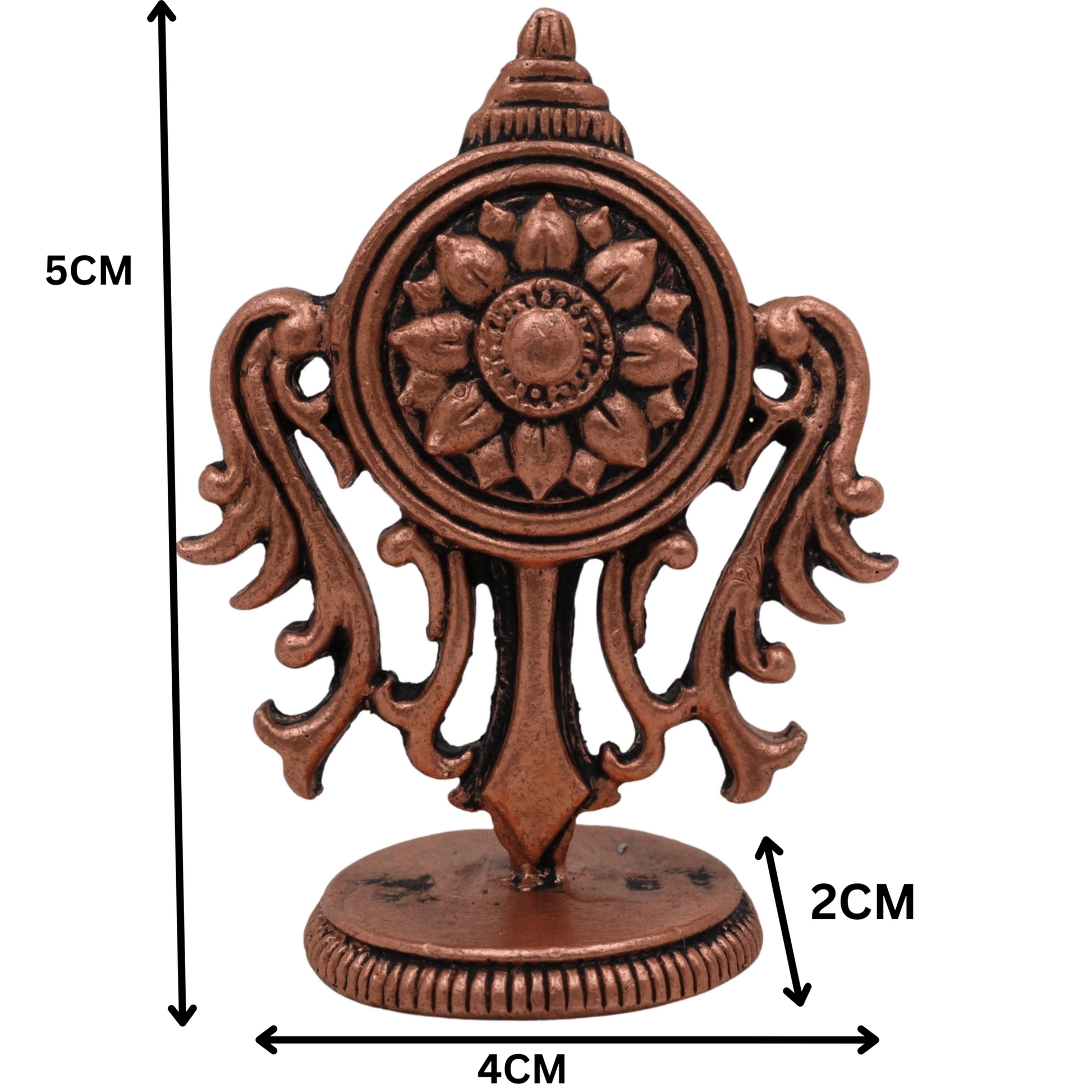 Copper Sudarshan Chakra, Handcrafted Tamra Vishnu Chakra Yantra, Divine Narayana Sudarshana Disc for Protection, Energy & Positivity, Brown, 2 Inch, 1 Piece