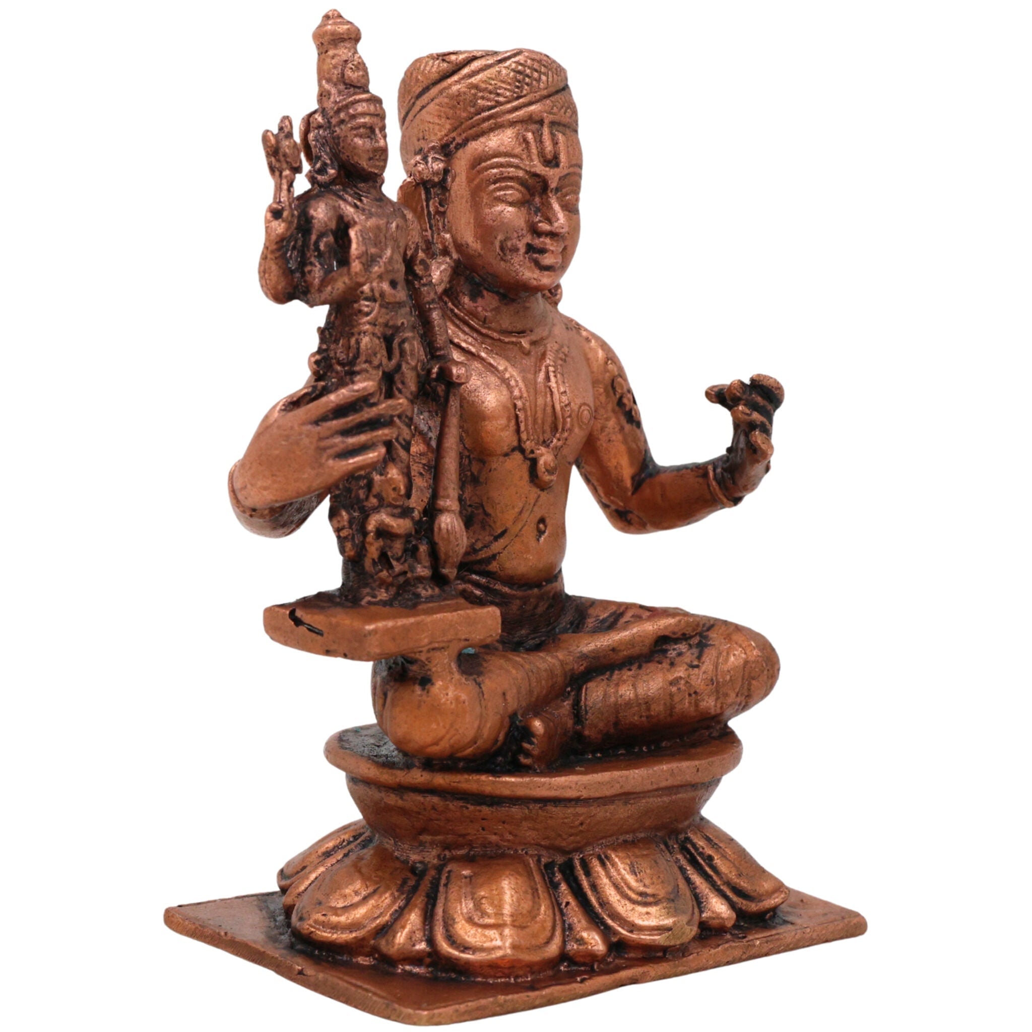 Copper Ramanujacharya Idol, Tamra Ramanuja Statue, Thamira Ramanujar Vigraham, Udayavar Emberumanar Murti, Vishishtadvaita Acharya Idol, Sri Vaishnava Decor Gift, Brown, 3.5 Inch, 1 Piece