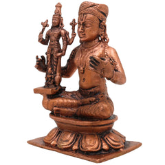Copper Ramanujacharya Idol, Tamra Ramanuja Statue, Thamira Ramanujar Vigraham, Udayavar Emberumanar Murti, Vishishtadvaita Acharya Idol, Sri Vaishnava Decor Gift, Brown, 3.5 Inch, 1 Piece