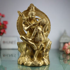 Brass Shiva And Parwati Idol | Shiv Parvati Brass Statue | Brass Shiva Parvati | Brass Shiv Parivar | Shivshankar Parvati | Murti | Idol |Statue, Gold, 13 Inch, 1 Piece