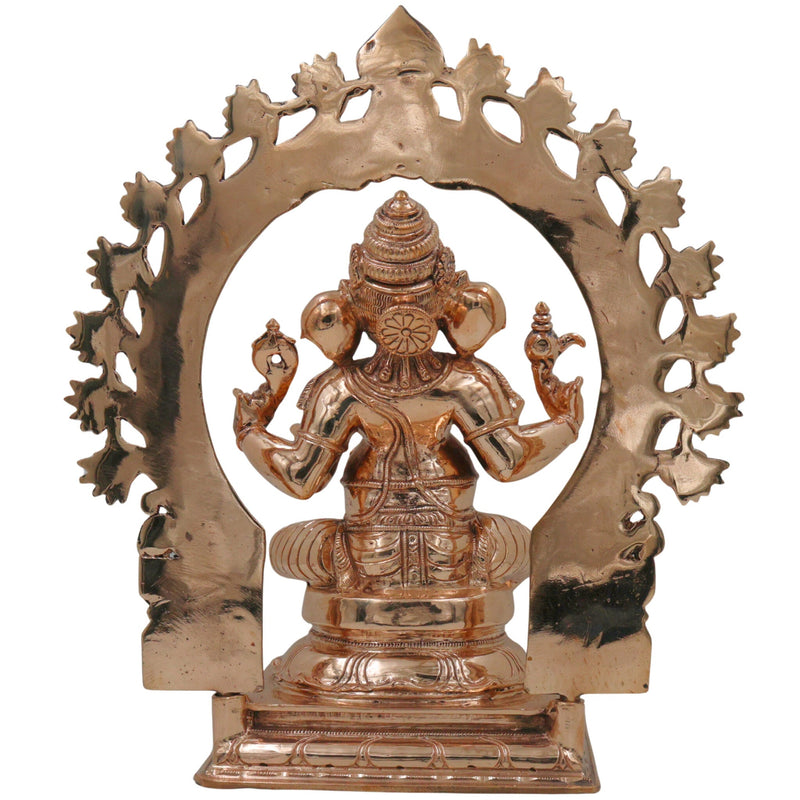 Bronze Handcrafted Ganesha Idol, Panchaloha Ganapati Vinayaka Statue, Chola Art South Indian Ganesh Murti, Vigneshwara Pillaiyar Figurine, Gold, 13.5 Inch, 1 Piece