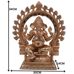 Bronze Handcrafted Ganesha Idol, Panchaloha Ganapati Vinayaka Statue, Chola Art South Indian Ganesh Murti, Vigneshwara Pillaiyar Figurine, Gold, 13.5 Inch, 1 Piece