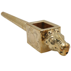 Brass Nandhi Havan Spoon Peetal Pooja Spoon, Pittal Homa Yagna Spoon, Vedic Agnihotra Ritual Tool, Sacred Nandi Dev Pital Spoon, Gold, 3 Inch, 1 Piece