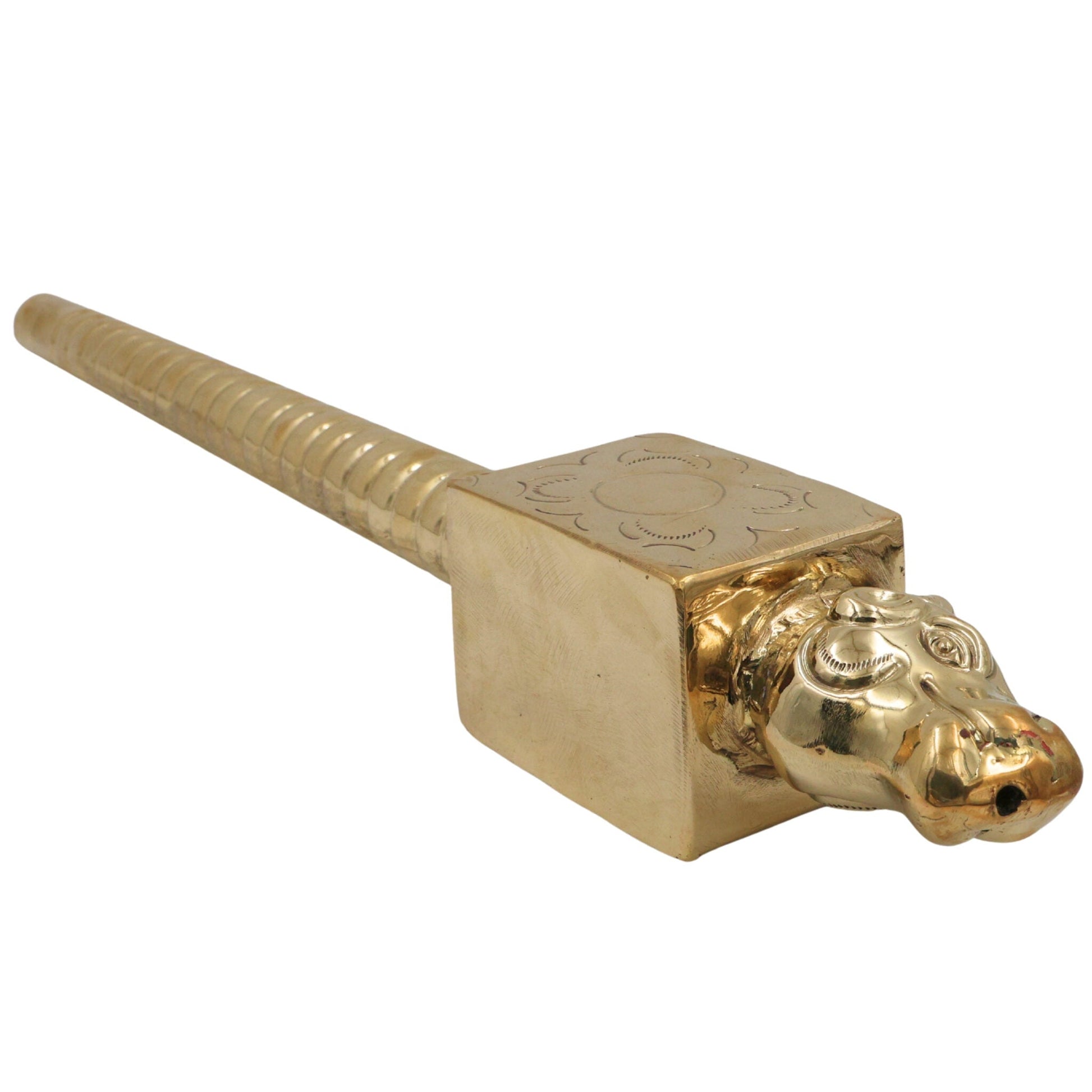 Brass Nandhi Havan Spoon Peetal Pooja Spoon, Pittal Homa Yagna Spoon, Vedic Agnihotra Ritual Tool, Sacred Nandi Dev Pital Spoon, Gold, 3 Inch, 1 Piece