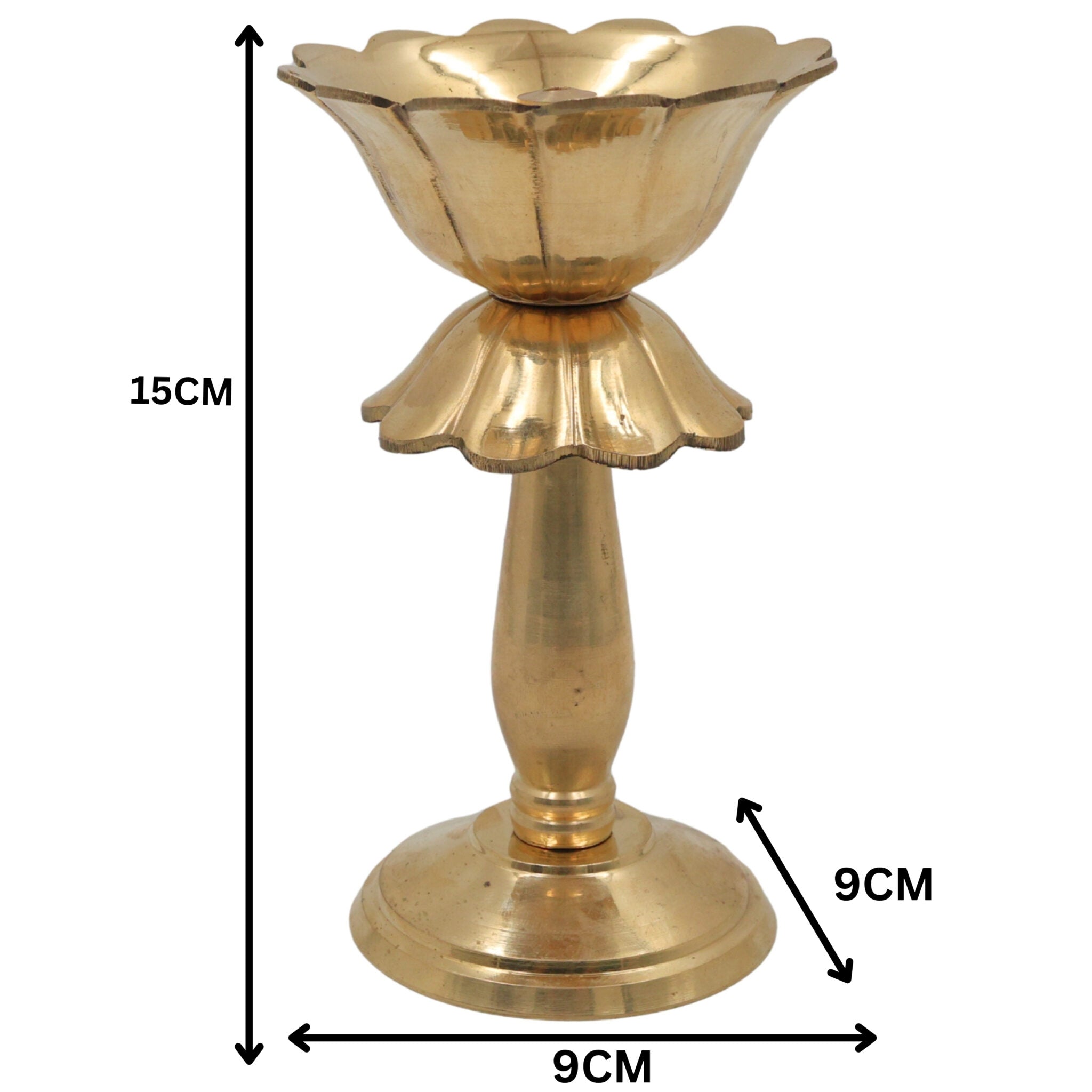 Brass Lotus Lamp, Kamal Deep Padma Deepam Vilakku, Handcrafted Pital Kamal Diya for Pooja Mandir & Home Décor, Gold, 6 Inch, 1 Piece