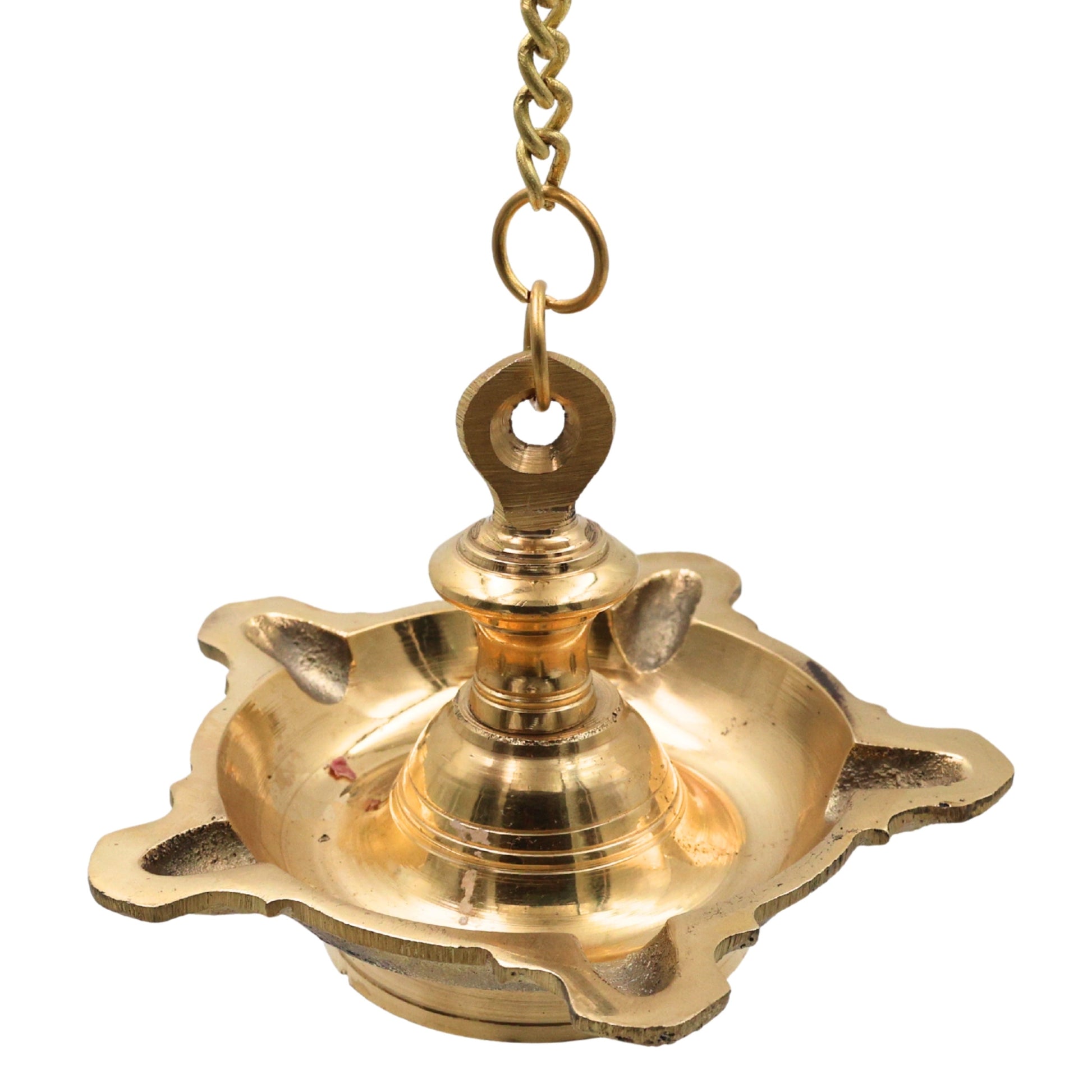 Brass Hanging Lamp Deepam Vilakku for Pooja,  Traditional Temple Decor & Auspicious Gifting, Gold, 3 Inch, 1 Piece