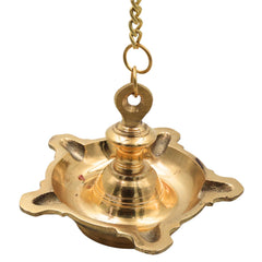 Brass Hanging Lamp Deepam Vilakku for Pooja,  Traditional Temple Decor & Auspicious Gifting, Gold, 3 Inch, 1 Piece