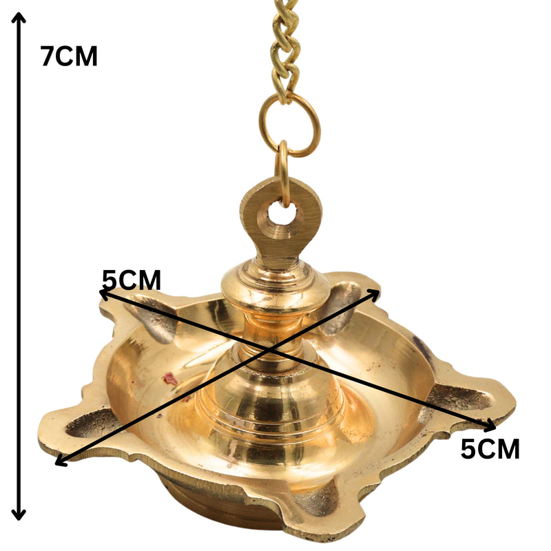 Brass Hanging Lamp Deepam Vilakku for Pooja,  Traditional Temple Decor & Auspicious Gifting, Gold, 3 Inch, 1 Piece