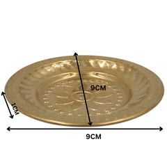 Handcrafted Brass Pooja Thali, Peetal Aarti Plate, Traditional Hindu Puja Thambalam, Pittal Pooja Plate for Daily Worship & Temple Rituals, Gold, 0.5 Inch, 1 Piece