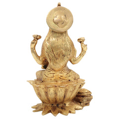 Brass Handcrafted Maha Lakshmi Idol for Pooja – Kamala Devi | Mahalakshmi | Shree Laxmi Mata Murti for Home Temple & Decor, Gold, 7 Inch, 1 Piece