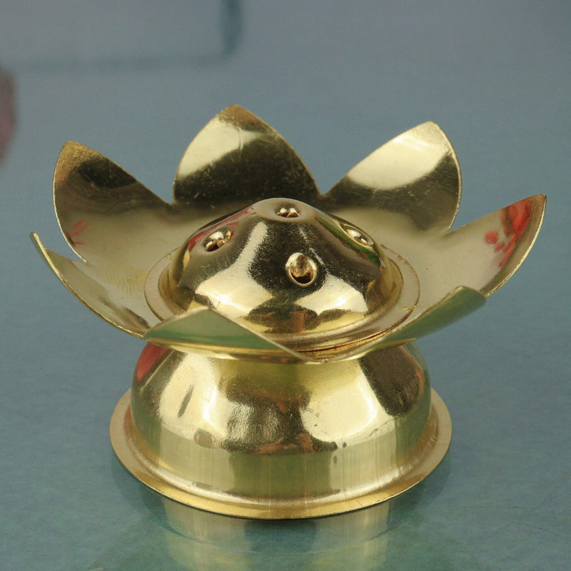 Handcrafted Brass Agarbatti Holder Stand, Peetal Pital Pittal Incense Stick Holder for Pooja Temple, Traditional Dhoopbatti Stand, Gold, 1.5 Inch, 1 Piece