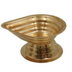Handcrafted Brass Deepam Diya, Traditional Kuthu Vilakku Samai, Temple Nilavilakku Pital Oil Lamp for Puja & Aarti, Gold, 1 Inch, 1 Piece