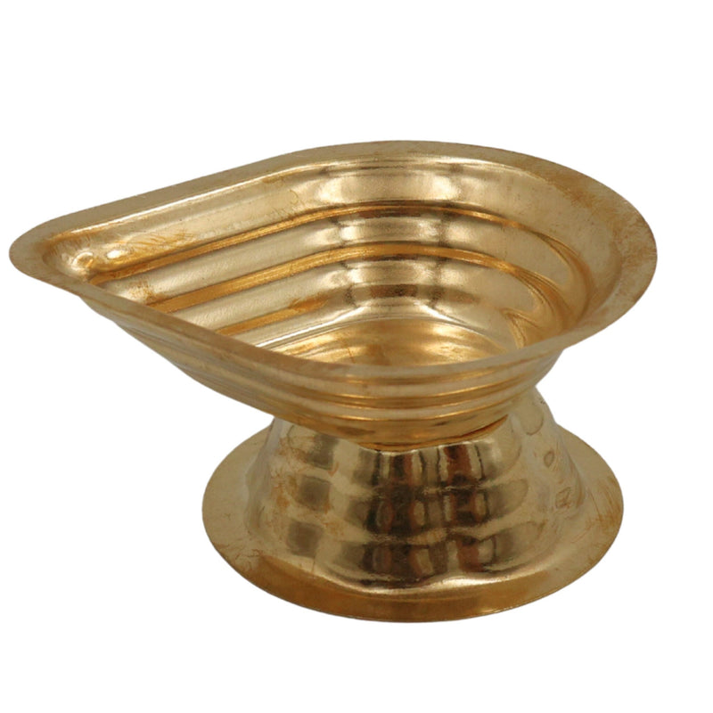 Handcrafted Brass Deepam Diya, Traditional Kuthu Vilakku Samai, Temple Nilavilakku Pital Oil Lamp for Puja & Aarti, Gold, 1 Inch, 1 Piece