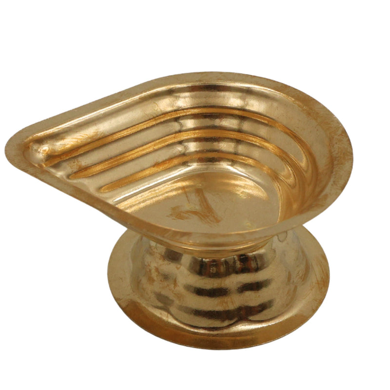 Handcrafted Brass Deepam Diya, Traditional Kuthu Vilakku Samai, Temple Nilavilakku Pital Oil Lamp for Puja & Aarti, Gold, 1 Inch, 1 Piece