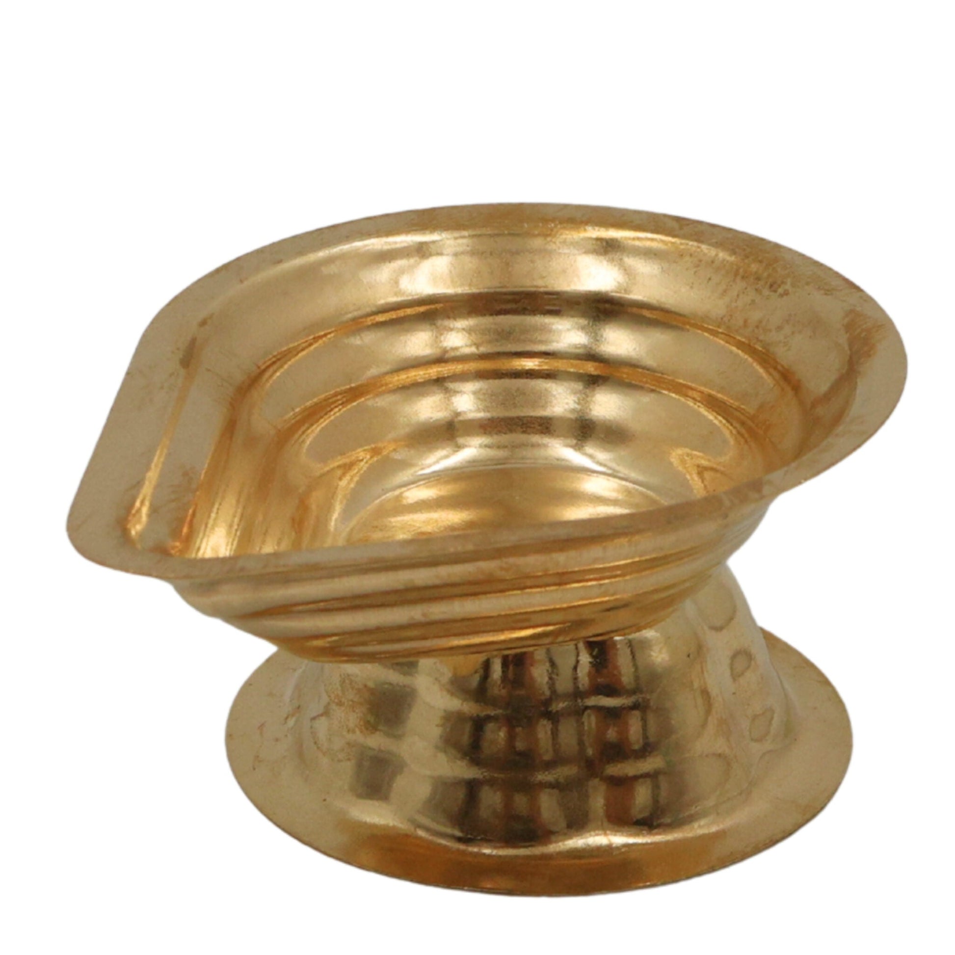 Handcrafted Brass Deepam Diya, Traditional Kuthu Vilakku Samai, Temple Nilavilakku Pital Oil Lamp for Puja & Aarti, Gold, 1 Inch, 1 Piece