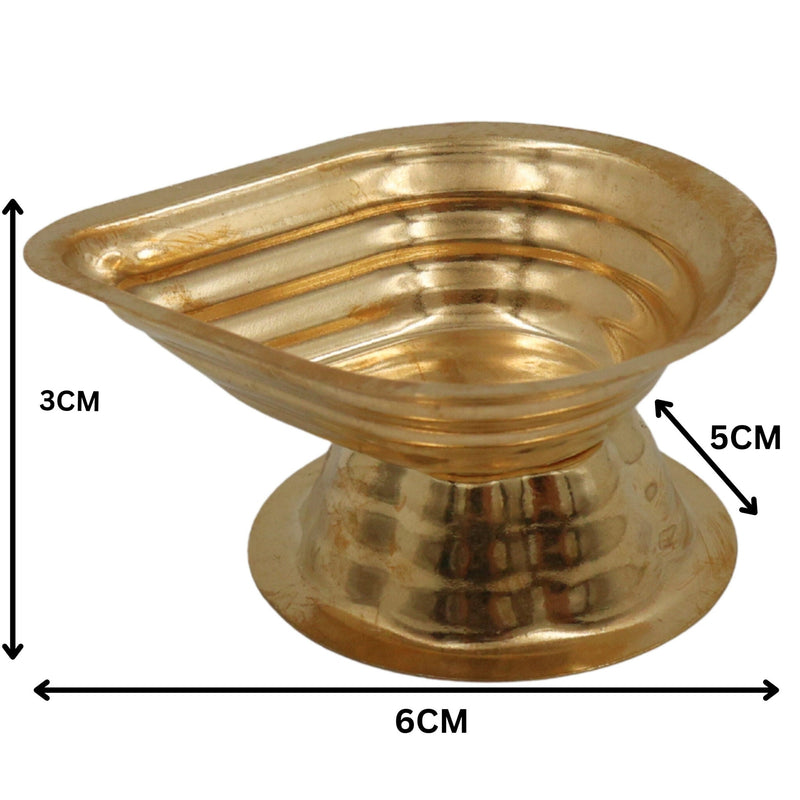 Handcrafted Brass Deepam Diya, Traditional Kuthu Vilakku Samai, Temple Nilavilakku Pital Oil Lamp for Puja & Aarti, Gold, 1 Inch, 1 Piece