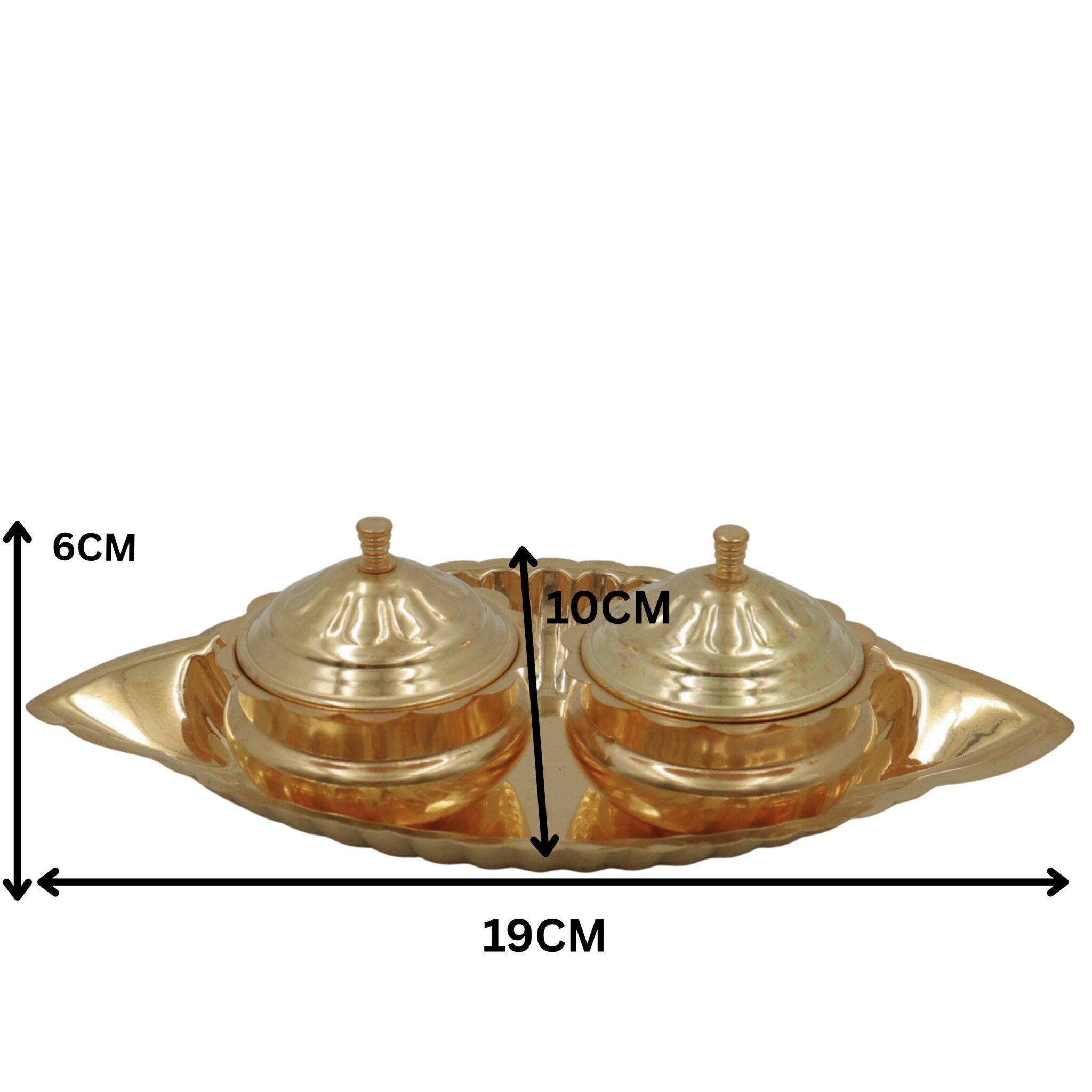 Handcrafted Brass Kumkum Box with Plate, Traditional Pital Haldi Kumkum Holder, Peetal Sindoor Dani Pooja Dabbi, Ethnic Temple Kumkum Choki for Home Decor & Gifts, Gold, 2.5 Inch, 1 Piece