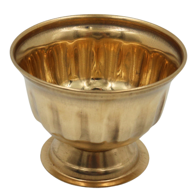 Handcrafted Brass Kumkum Bowl, Peetal Sindoor Box, Pital Haldi Kumkum Holder, Traditional Pittal Pooja Kumkum Dabbi for Temple & Home, Gold, 3 Inch, 1 Piece