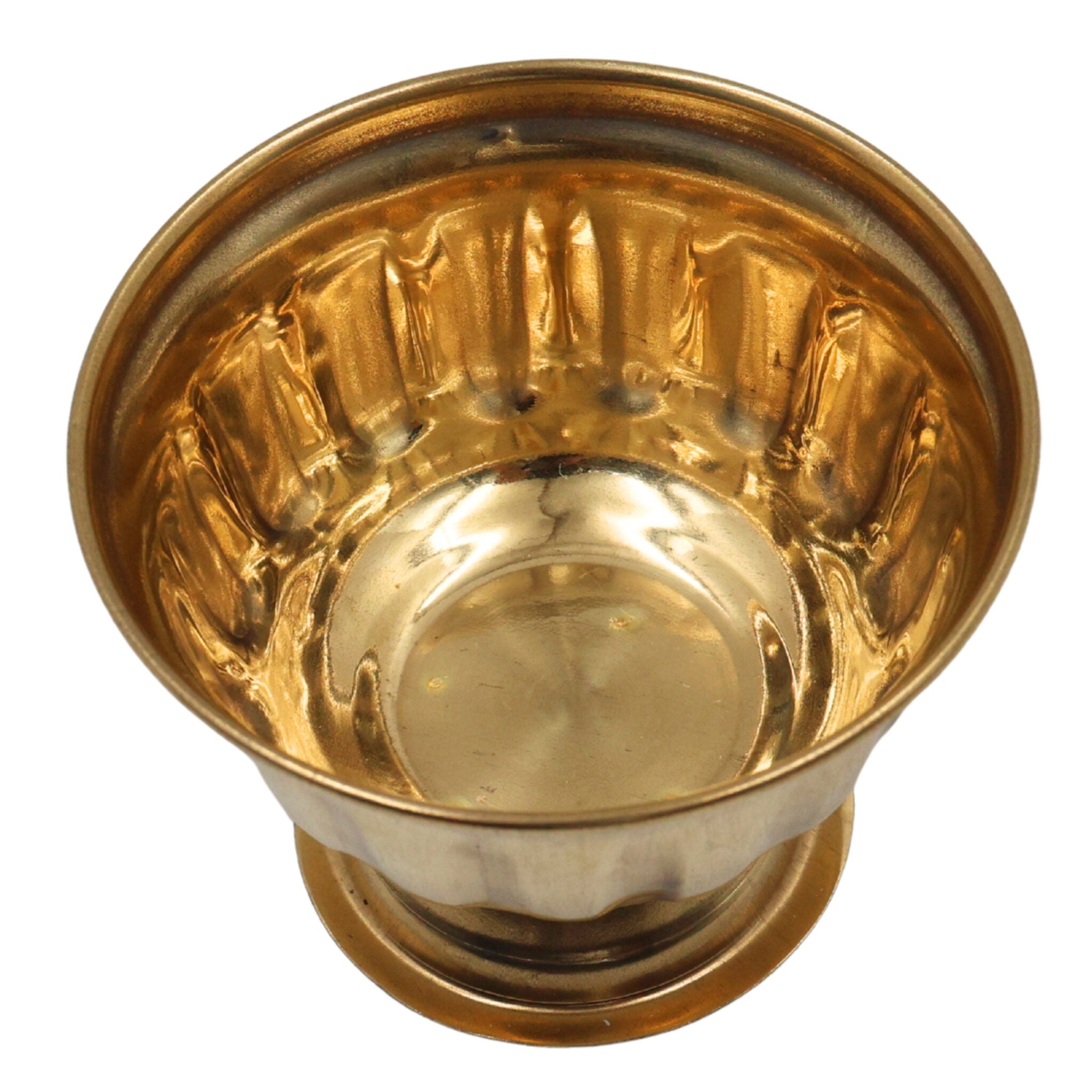 Handcrafted Brass Kumkum Bowl, Peetal Sindoor Box, Pital Haldi Kumkum Holder, Traditional Pittal Pooja Kumkum Dabbi for Temple & Home, Gold, 3 Inch, 1 Piece
