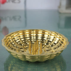 Handcrafted Brass Agarbatti Holder Plate, Peetal Dhoop Stand, Pittal Pooja Agarbatti Tray, Traditional Pital Incense Burner for Temple & Home Décor, Gold, 1 Inch, 1 Piece