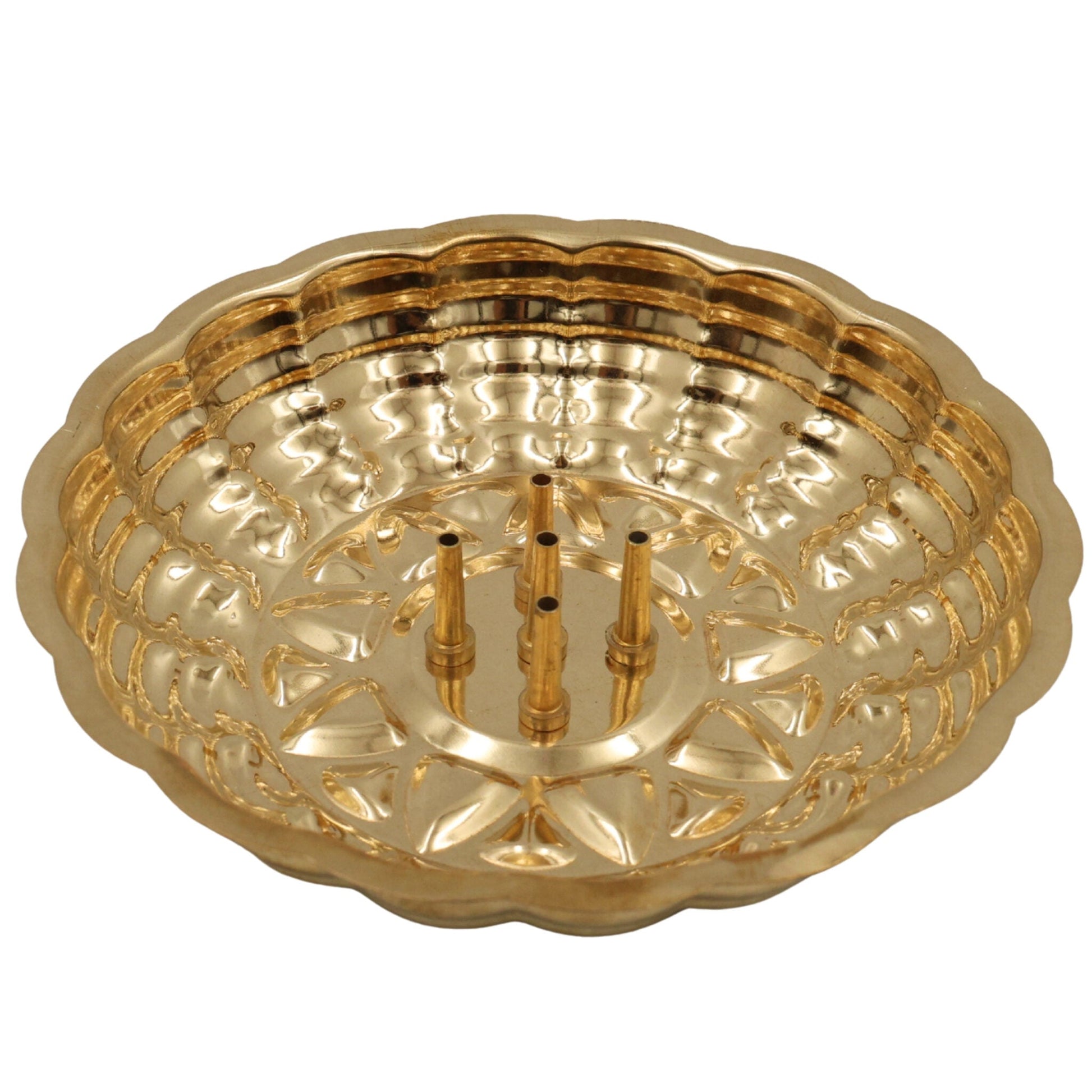 Handcrafted Brass Agarbatti Holder Plate, Peetal Dhoop Stand, Pittal Pooja Agarbatti Tray, Traditional Pital Incense Burner for Temple & Home Décor, Gold, 1 Inch, 1 Piece