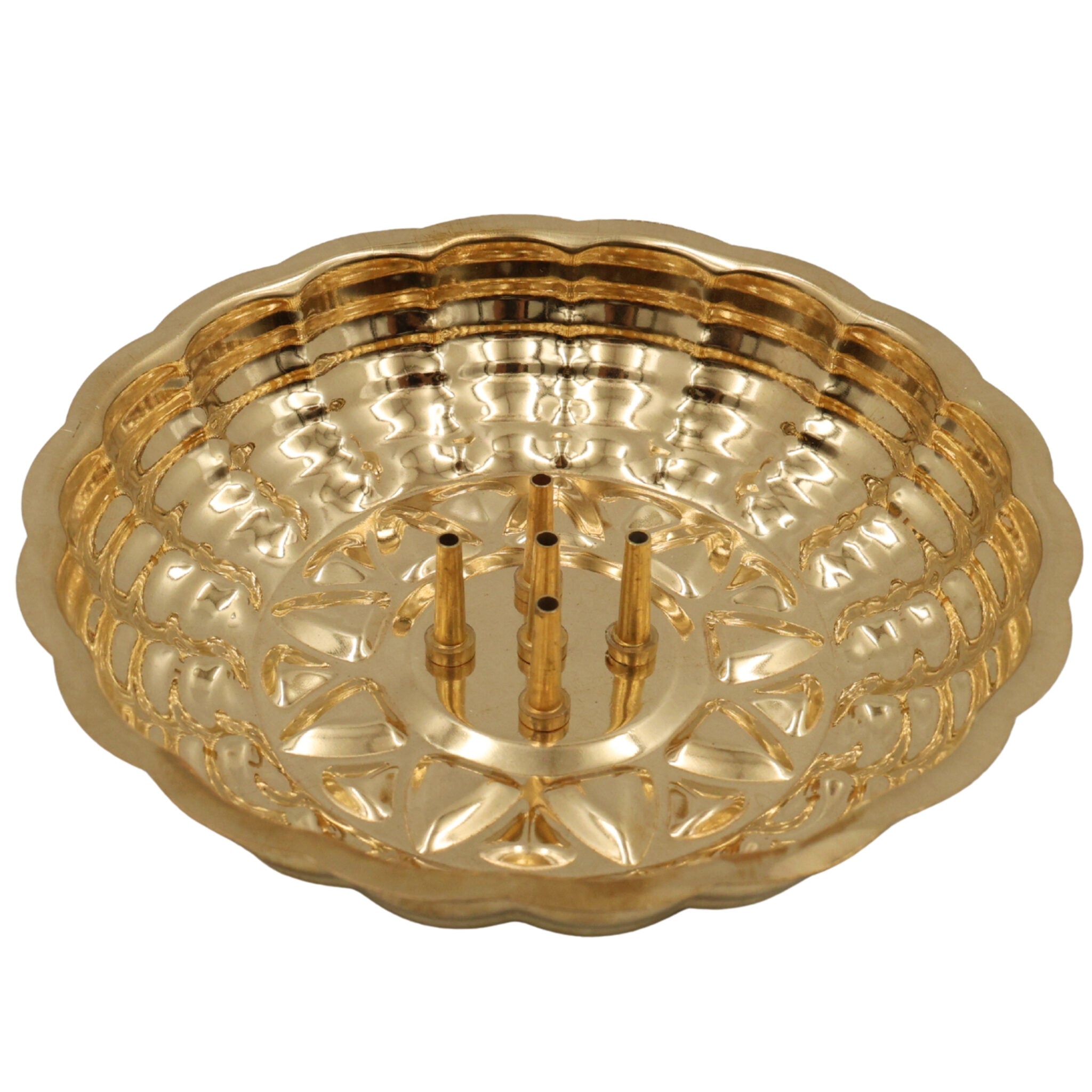 Handcrafted Brass Agarbatti Holder Plate, Peetal Dhoop Stand, Pittal Pooja Agarbatti Tray, Traditional Pital Incense Burner for Temple & Home Décor, Gold, 1 Inch, 1 Piece