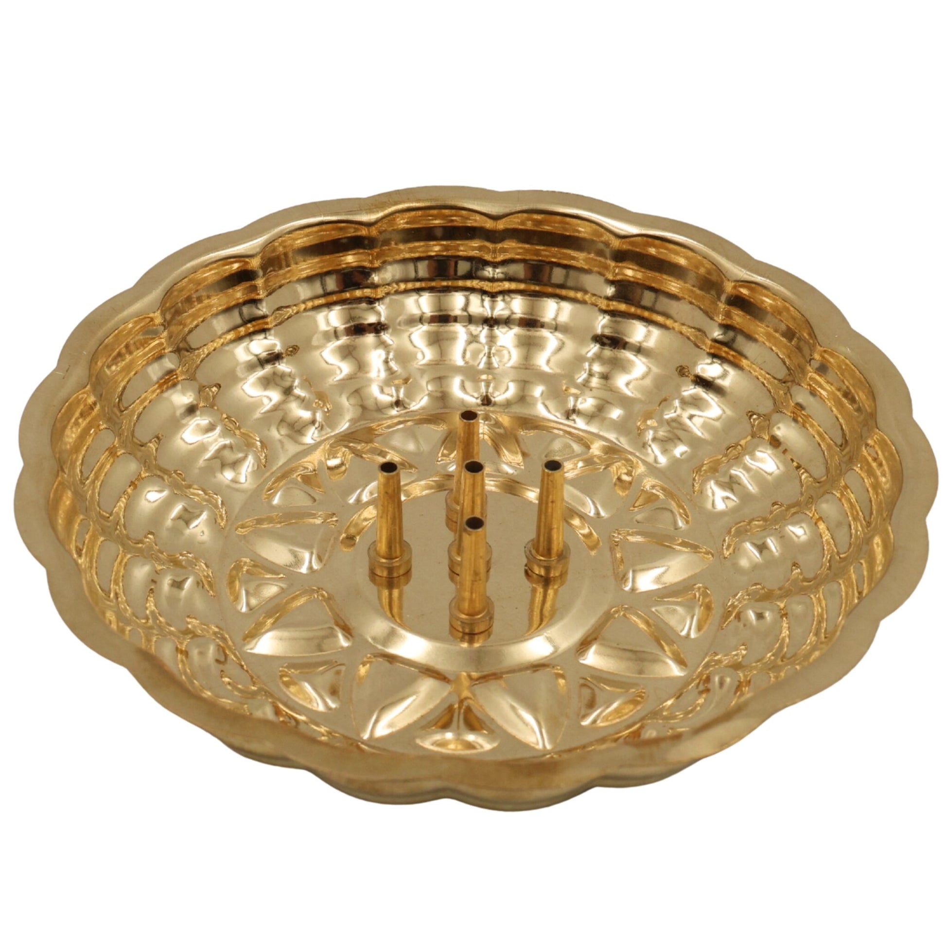 Handcrafted Brass Agarbatti Holder Plate, Peetal Pital Dhoop Stand, Pittal Incense Stick Holder for Puja, Mandir & Meditation, Gold, 1 Inch, 1 Piece