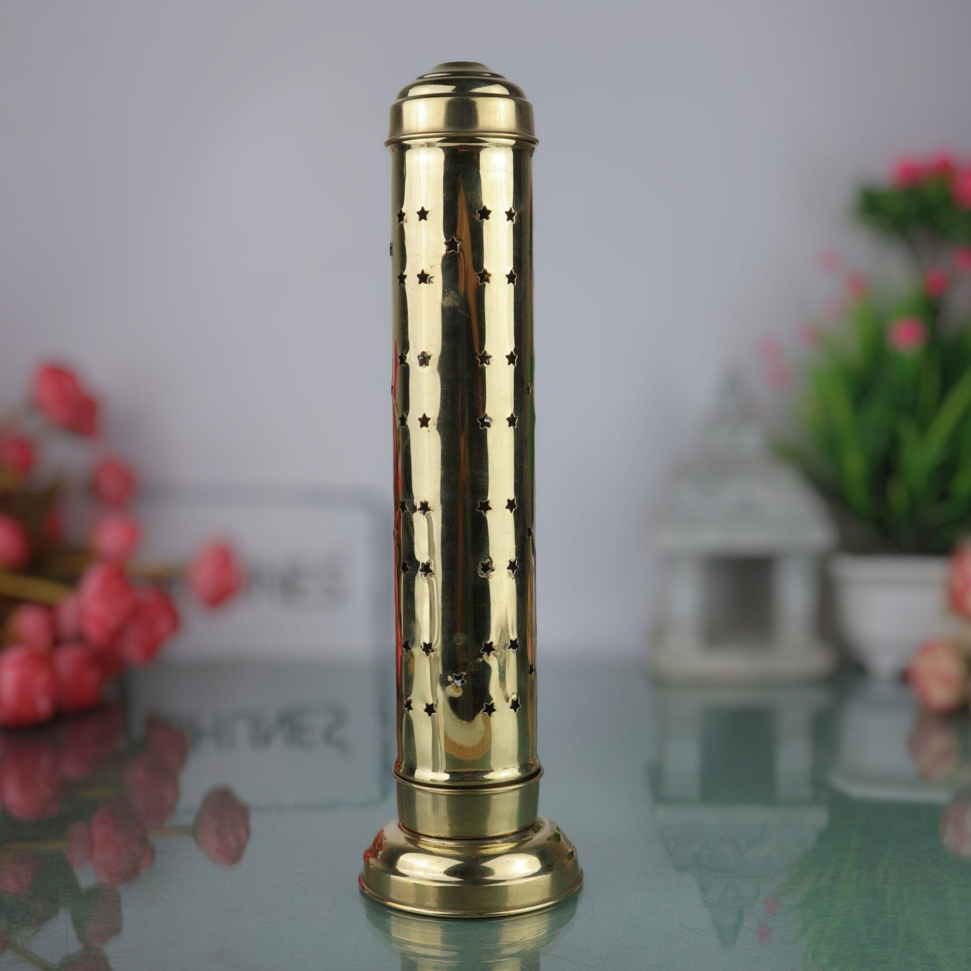 Handcrafted Brass Agarbatti Holder Stand, Peetal Dhoopbatti & Incense Stick Holder for Pooja Room Temple, Gold, 11 Inch, 1 Piece
