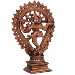 Copper Nataraja Idol, Lord of Dance, Chidambaram Nataraja, Ananda Tandava Murti, Tandava Shiva Statue for Puja & Home Decor, Brown, 4.5 Inch, 1 Piece