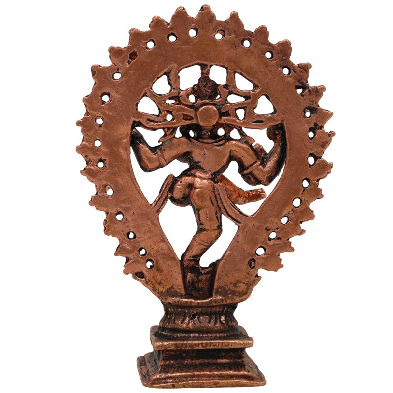 Copper Nataraja Idol, Lord of Dance, Chidambaram Nataraja, Ananda Tandava Murti, Tandava Shiva Statue for Puja & Home Decor, Brown, 4.5 Inch, 1 Piece