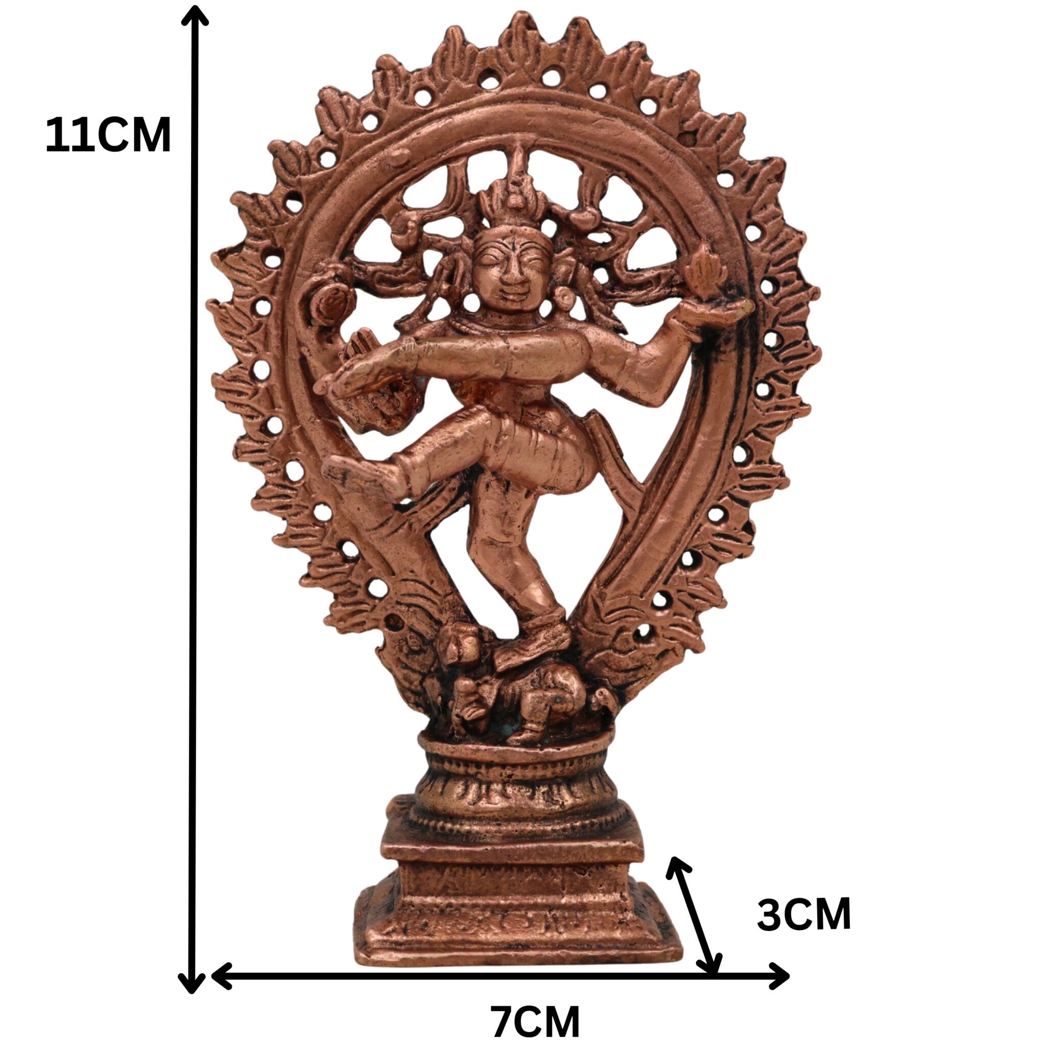 Copper Nataraja Idol, Lord of Dance, Chidambaram Nataraja, Ananda Tandava Murti, Tandava Shiva Statue for Puja & Home Decor, Brown, 4.5 Inch, 1 Piece