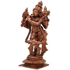 Copper Krishna Idol, Bal Gopal Statue, Gopal Murti, Radha Krishna Figurine for Pooja & Home Decor, Brown, 5.5 Inch, 1 Piece