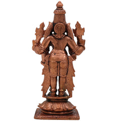 Copper Vishnu Idol, Tamra Vishnu Murti, Narayana Statue, Balaji Pooja Decor & Spiritual Gift, Brown, 4.5 Inch, 1 Piece