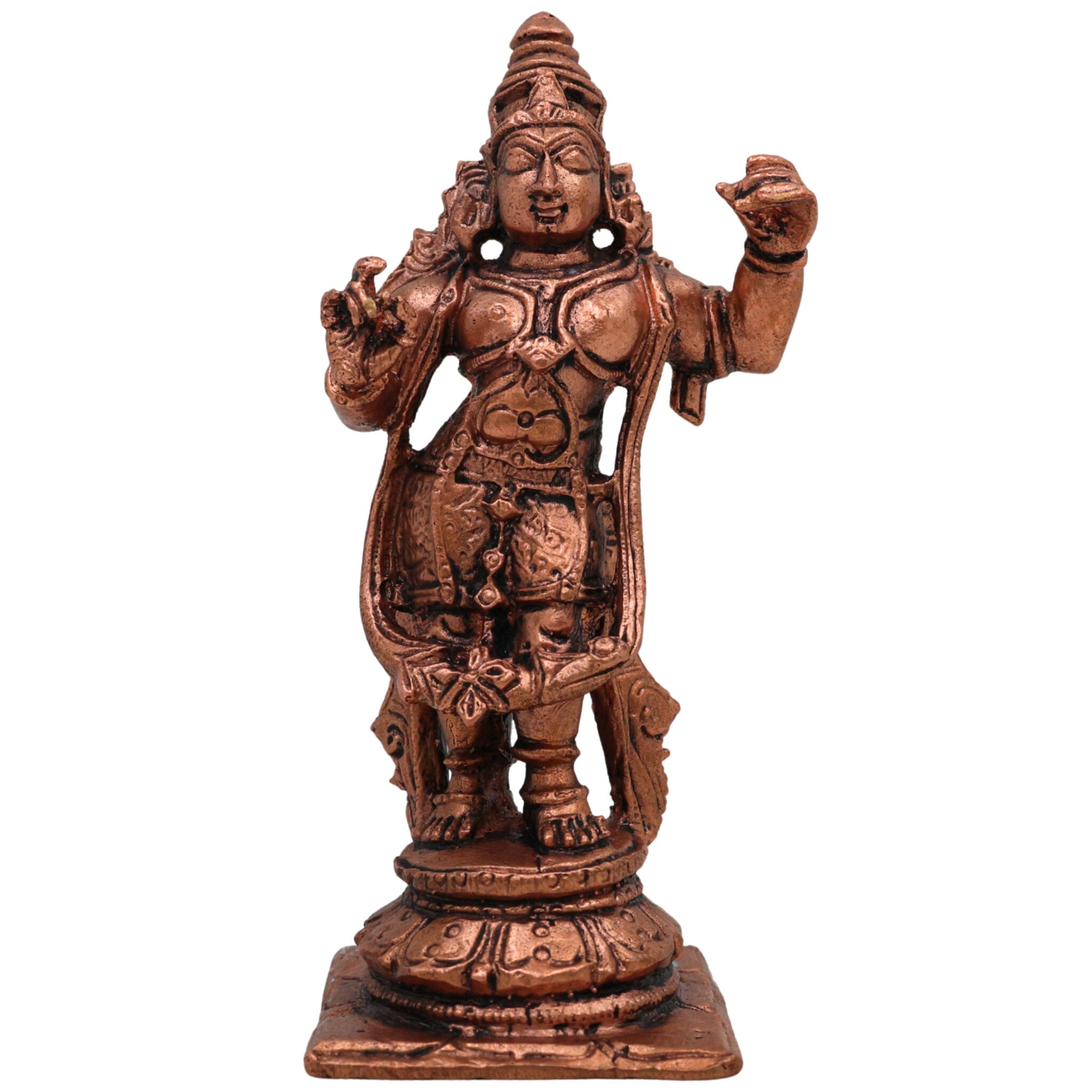 Copper Rama Idol, Ramachandra Moorti, Raghava Statue, Maryada Purushottama Sculpture for Home Decor & Pooja, Brown, 4.5 Inch, 1 Piece