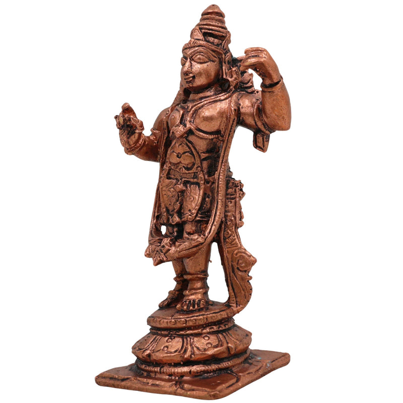 Copper Rama Idol, Ramachandra Moorti, Raghava Statue, Maryada Purushottama Sculpture for Home Decor & Pooja, Brown, 4.5 Inch, 1 Piece