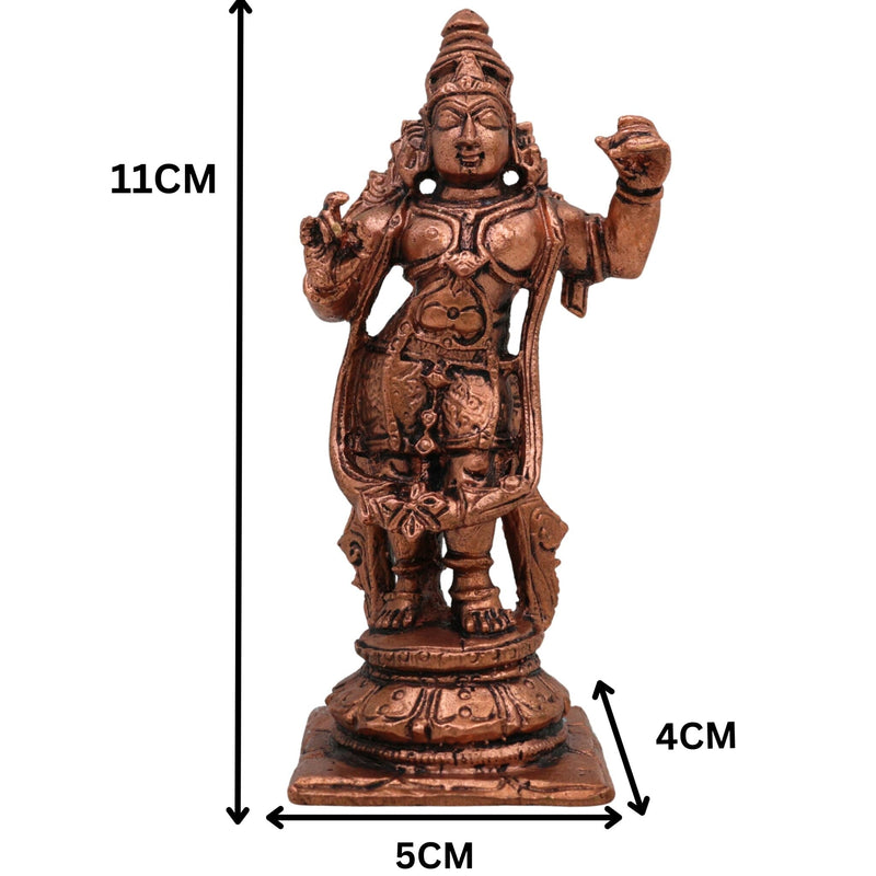 Copper Rama Idol, Ramachandra Moorti, Raghava Statue, Maryada Purushottama Sculpture for Home Decor & Pooja, Brown, 4.5 Inch, 1 Piece