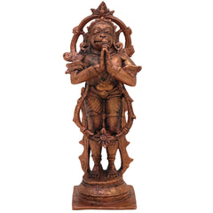 Copper Hanuman Idol, Bajrangbali Murti, Maruti Vigraham, Pooja Sculpture, Home Decor Showpiece, Brown, 5.5 Inch, 1 Piece
