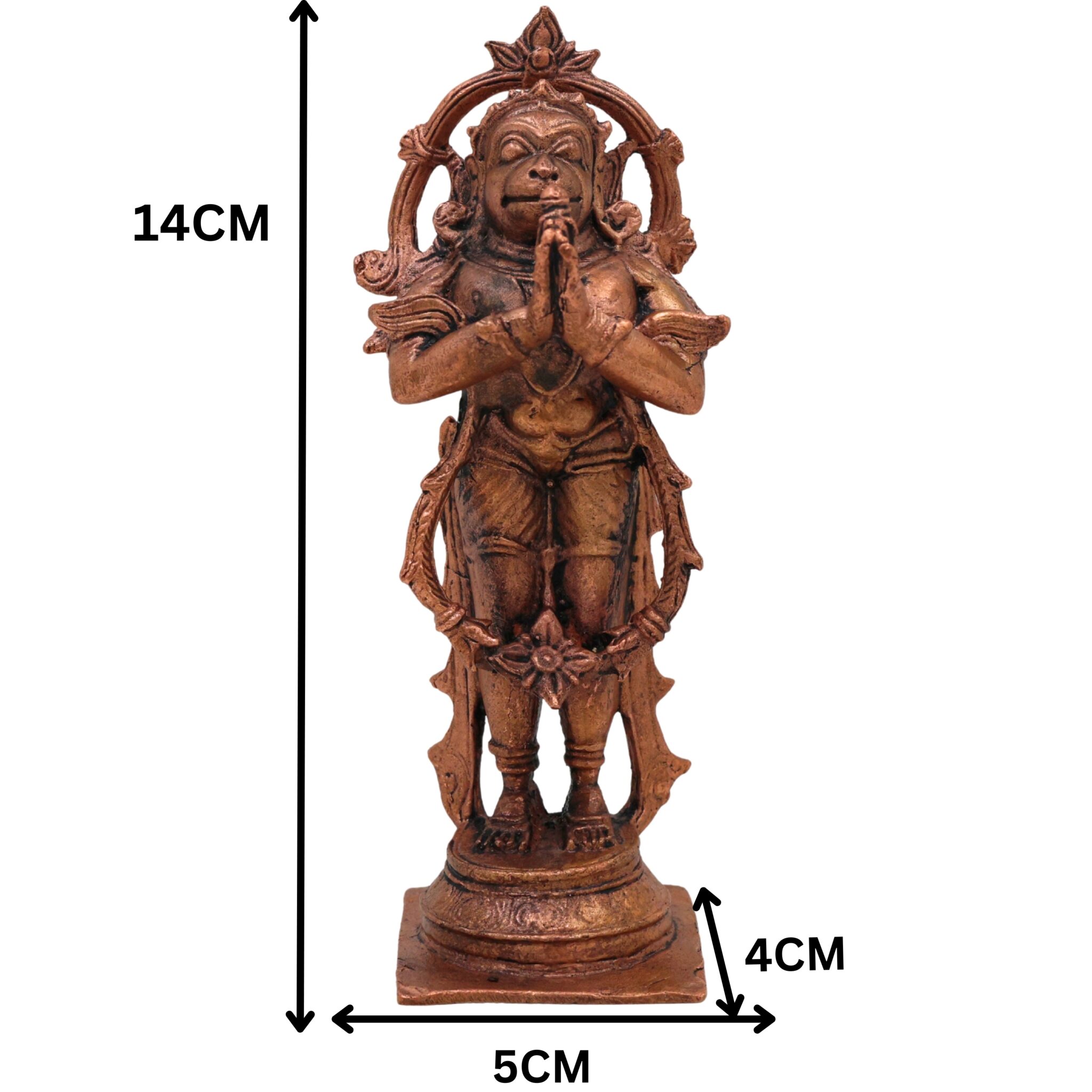 Copper Hanuman Idol, Bajrangbali Murti, Maruti Vigraham, Pooja Sculpture, Home Decor Showpiece, Brown, 5.5 Inch, 1 Piece