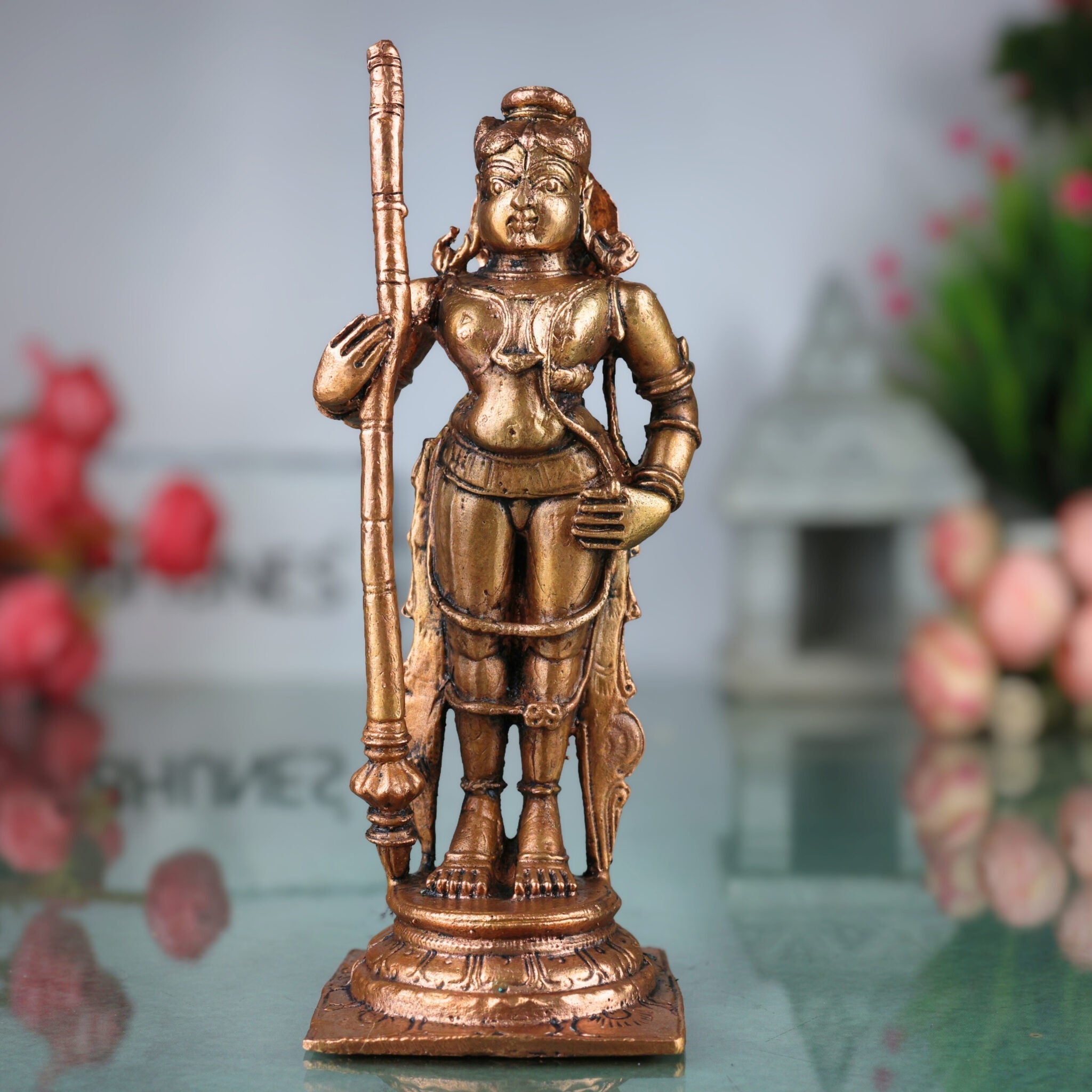 Copper Udupi Krishna Idol, Bal Krishna Sculpture, Gopal Moorti for Pooja & Home Decor, Brown, 5.5 Inch, 1 Piece