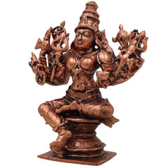 Tamra Durga Idol, Handcrafted Pure Copper Mahishasuramardini Devi Statue, Shakti Parvati Kali Moorti for Pooja & Home Decor, Brown, 3.5 Inch, 1 Piece