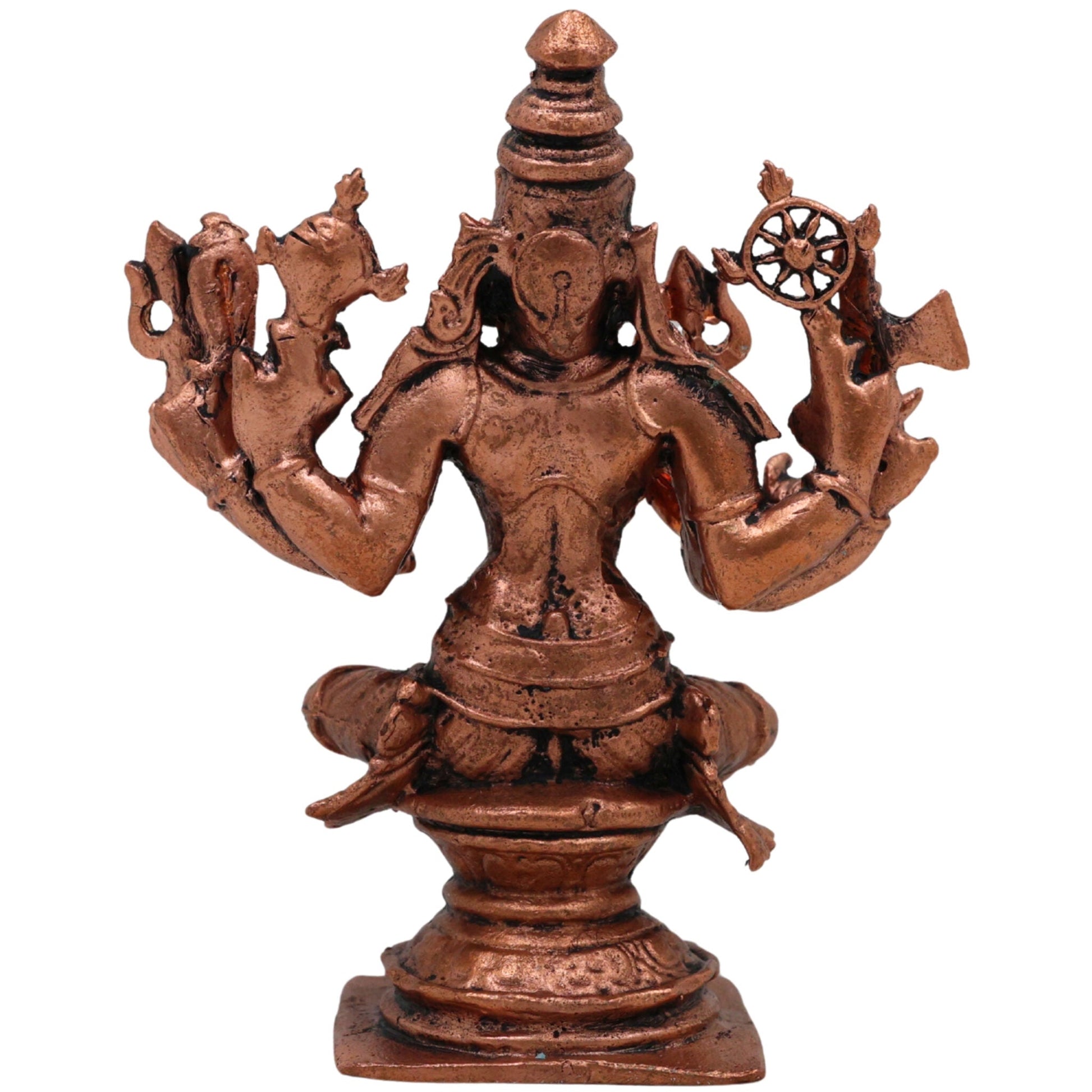 Tamra Durga Idol, Handcrafted Pure Copper Mahishasuramardini Devi Statue, Shakti Parvati Kali Moorti for Pooja & Home Decor, Brown, 3.5 Inch, 1 Piece