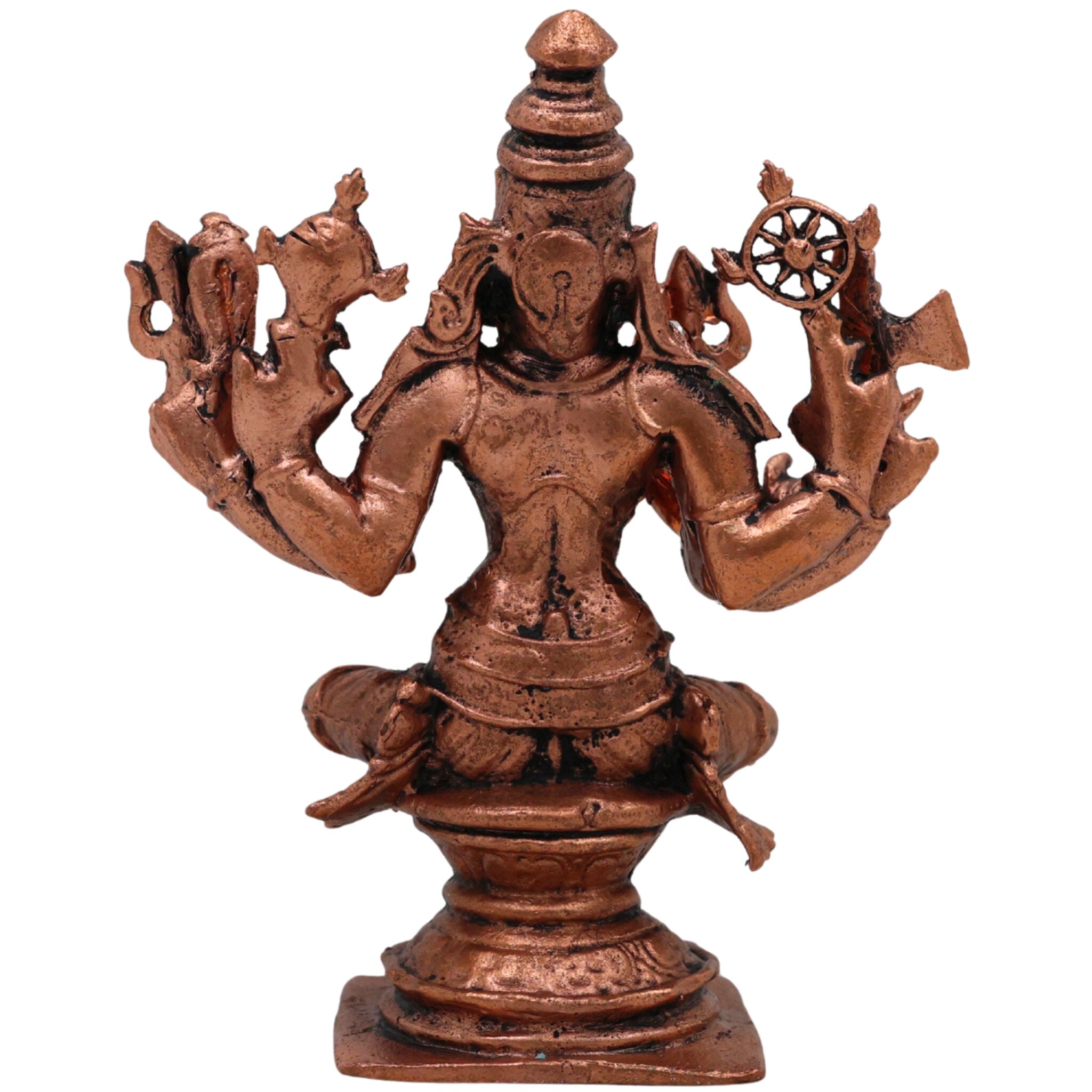 Tamra Durga Idol, Handcrafted Pure Copper Mahishasuramardini Devi Statue, Shakti Parvati Kali Moorti for Pooja & Home Decor, Brown, 3.5 Inch, 1 Piece