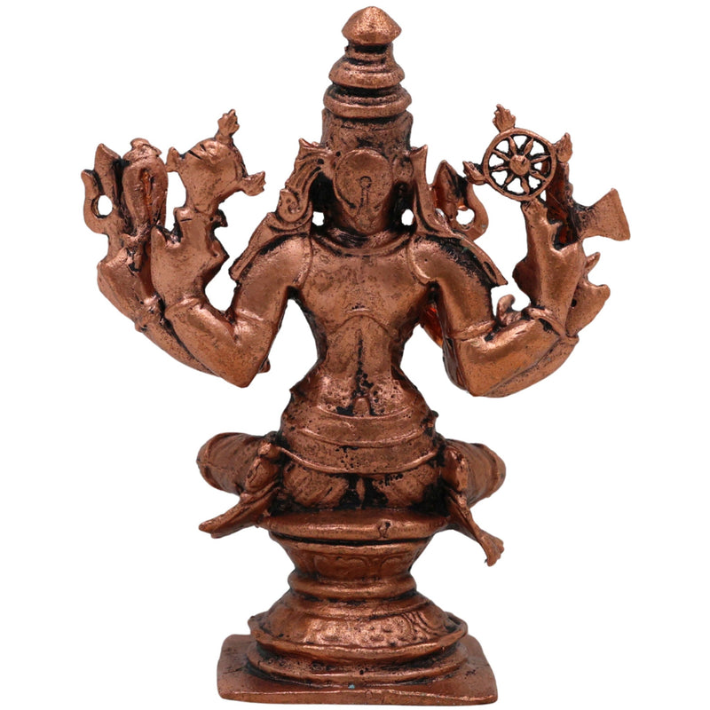 Tamra Durga Idol, Handcrafted Pure Copper Mahishasuramardini Devi Statue, Shakti Parvati Kali Moorti for Pooja & Home Decor, Brown, 3.5 Inch, 1 Piece