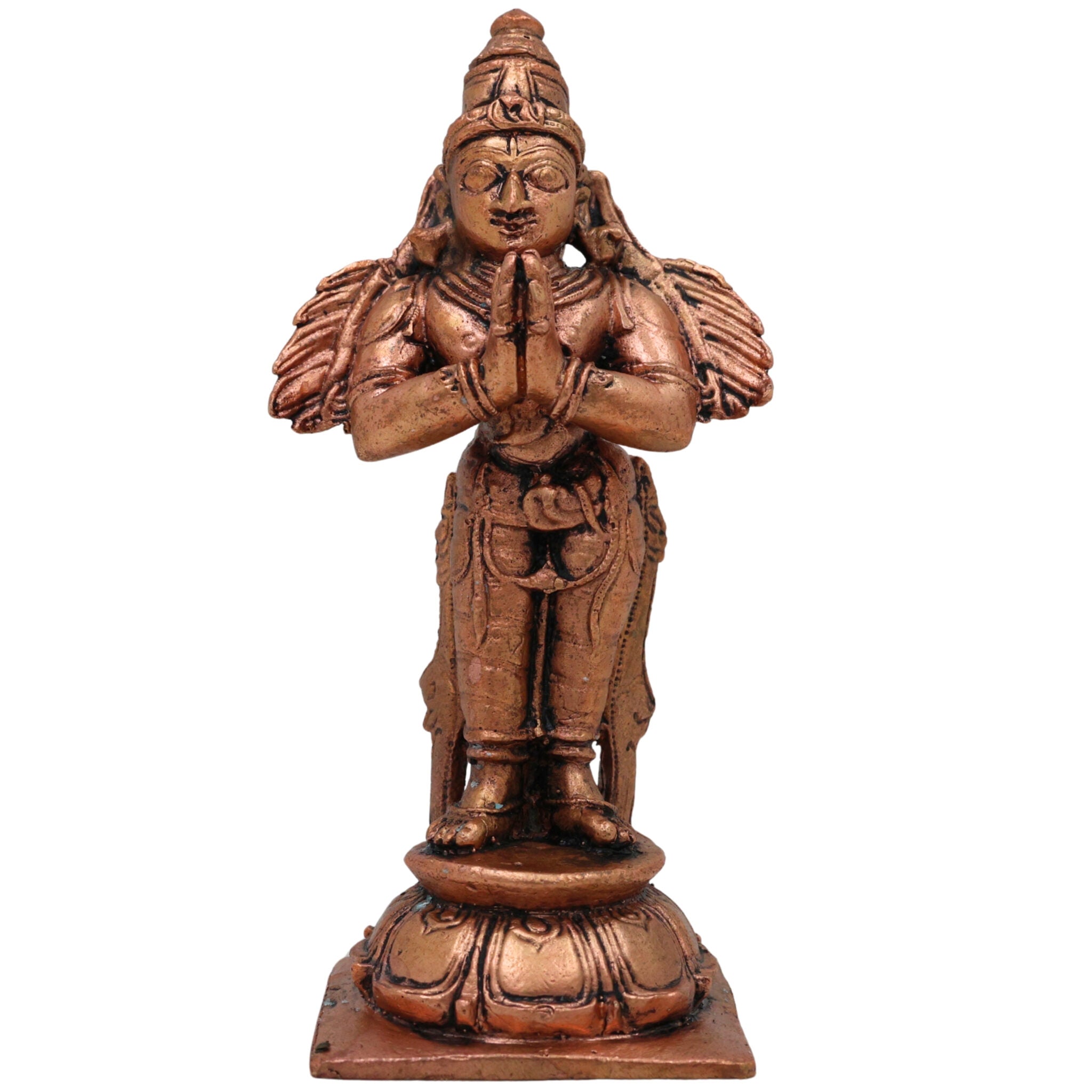 Copper Garuda Dev Idol, Tamra Garuda Murti, Vishnu Vahana Statue, Pakshiraj Garuda Devata Moorti for Pooja, Temple & Home Decor, Brown, 4.5 Inch, 1 Piece